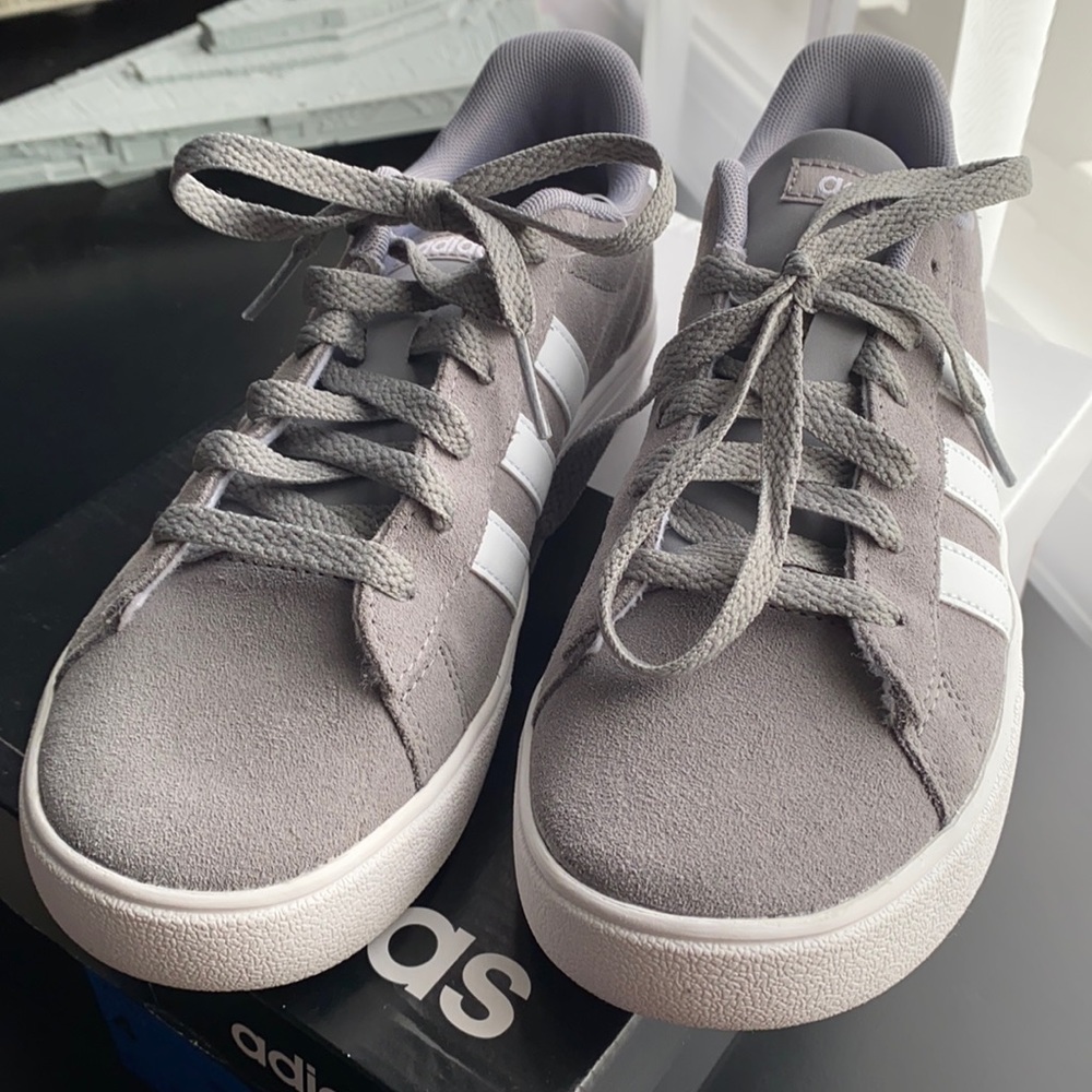 Gray Suede Adidas Tennis Shoes - Kids 4